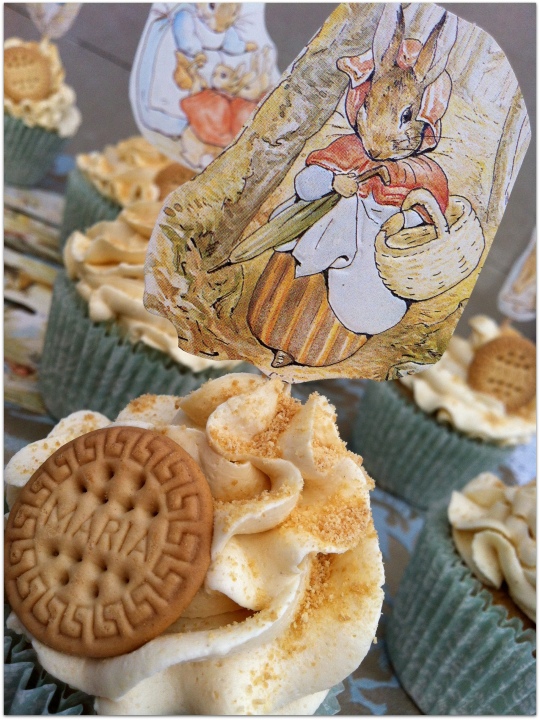 Cupcakes Beatrix Potter de galleta