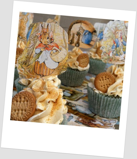Cupcakes de galleta maría con Beatrix Potter