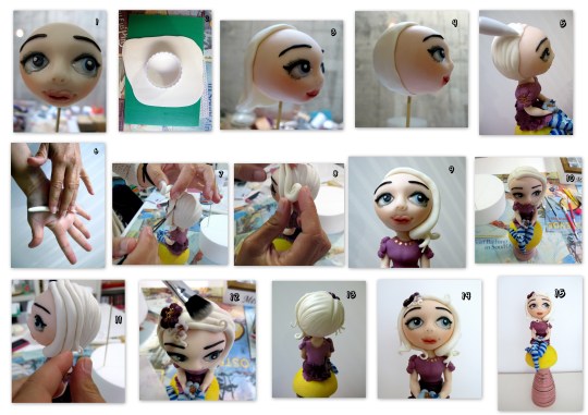 Peinado muñeca fondant