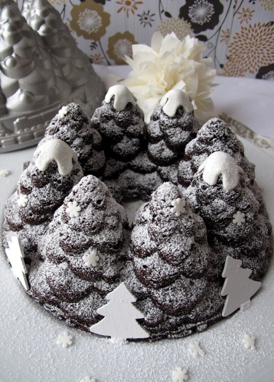 Bundt Cake chocolate árboles de Navidad