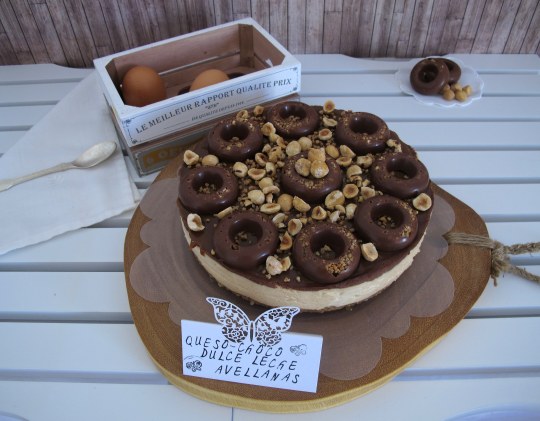 Tarta queso, chocolate y dulce de leche