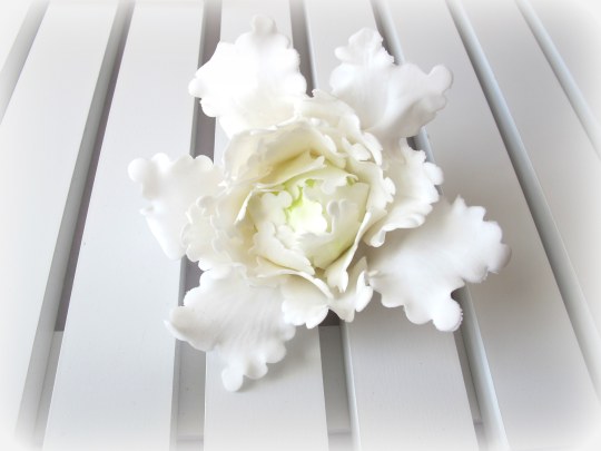 Peonia flor de fondant modelada